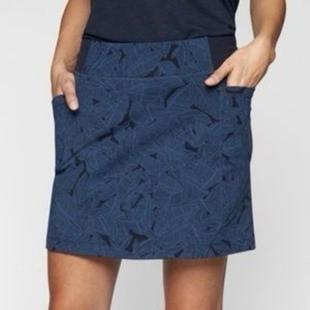 ATHLETA Excursion Skort Skirt Tropical Leaf Print Navy size Large